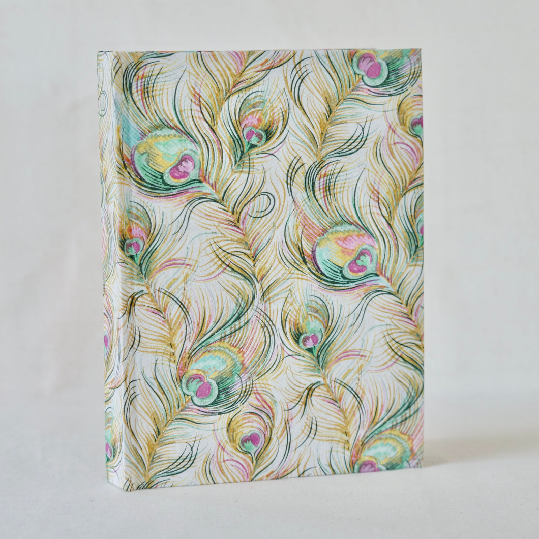 Hard Cover Recycled Liberty Print Cotton Book Cloth Journal-Peacock