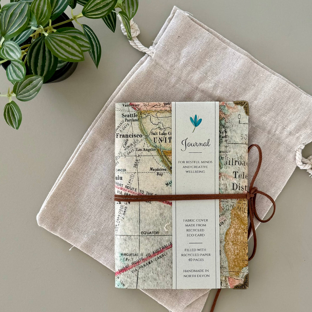 The Explorer - Fabric Covered Art Journal / Notebook